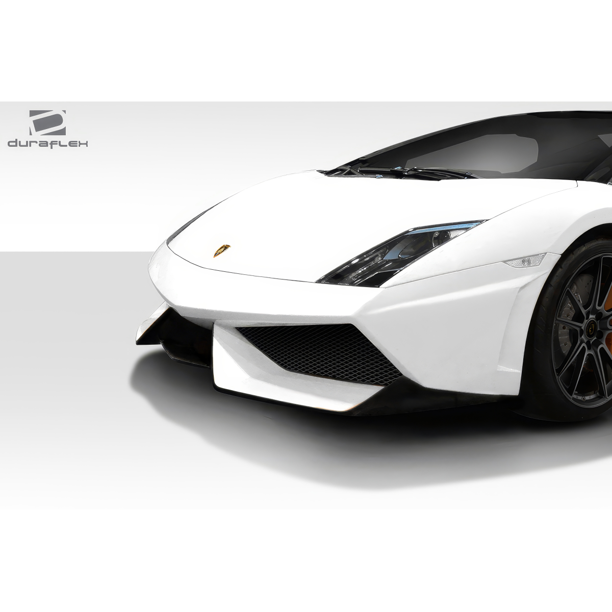 Modify your Lamborghini Gallardo 2004 with our Exterior/Front Bumpers or Lips - Image shows front view of a white Lamborghini Gallardo