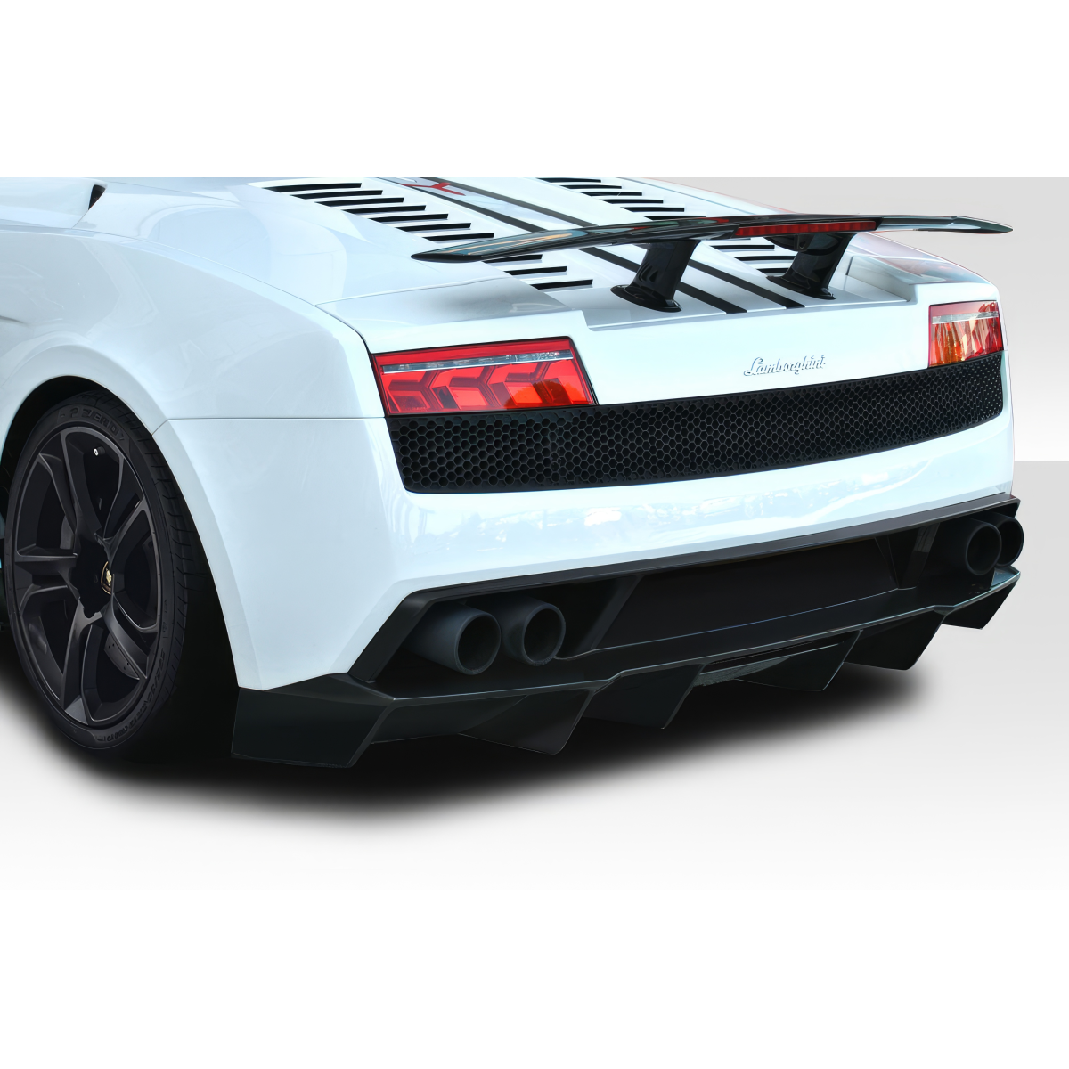 Modify your Lamborghini Gallardo 2004 with our Exterior/Rear Bumpers or Lips - Viewed from a rear three quarter angle