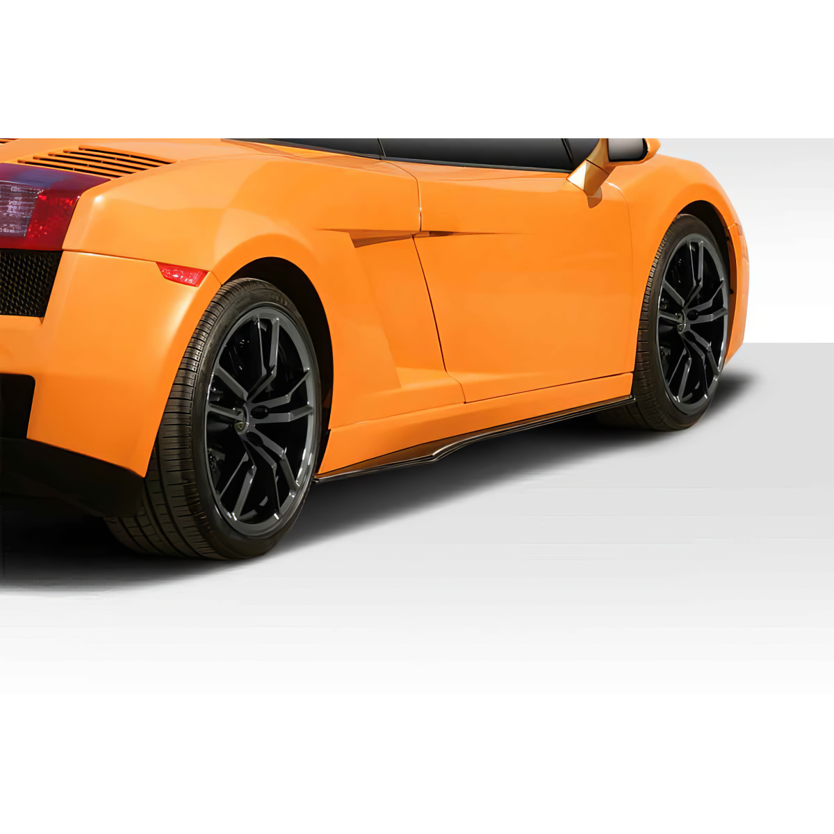 Modify your Lamborghini Gallardo 2004 with our Exterior/Side Skirts - Low angle view of a side skirt on a car