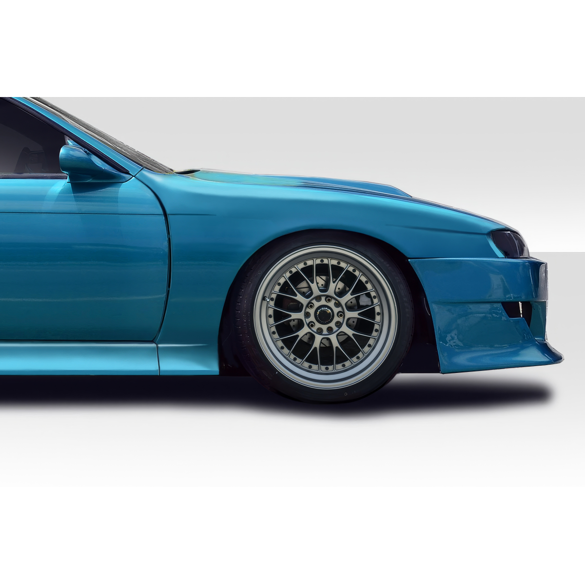 Modify your Nissan 240SX 1997 with our Exterior/Fenders - Side angle view of car fender flares