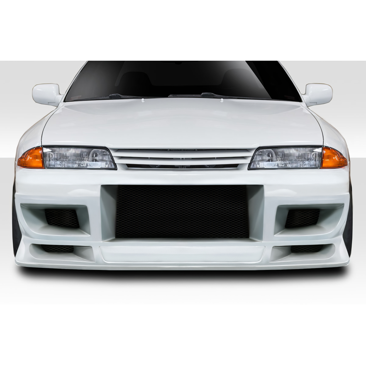 Modify your Nissan Skyline 1989 with our Exterior/Front Bumpers or Lips - Front view of vehicle at a low angle