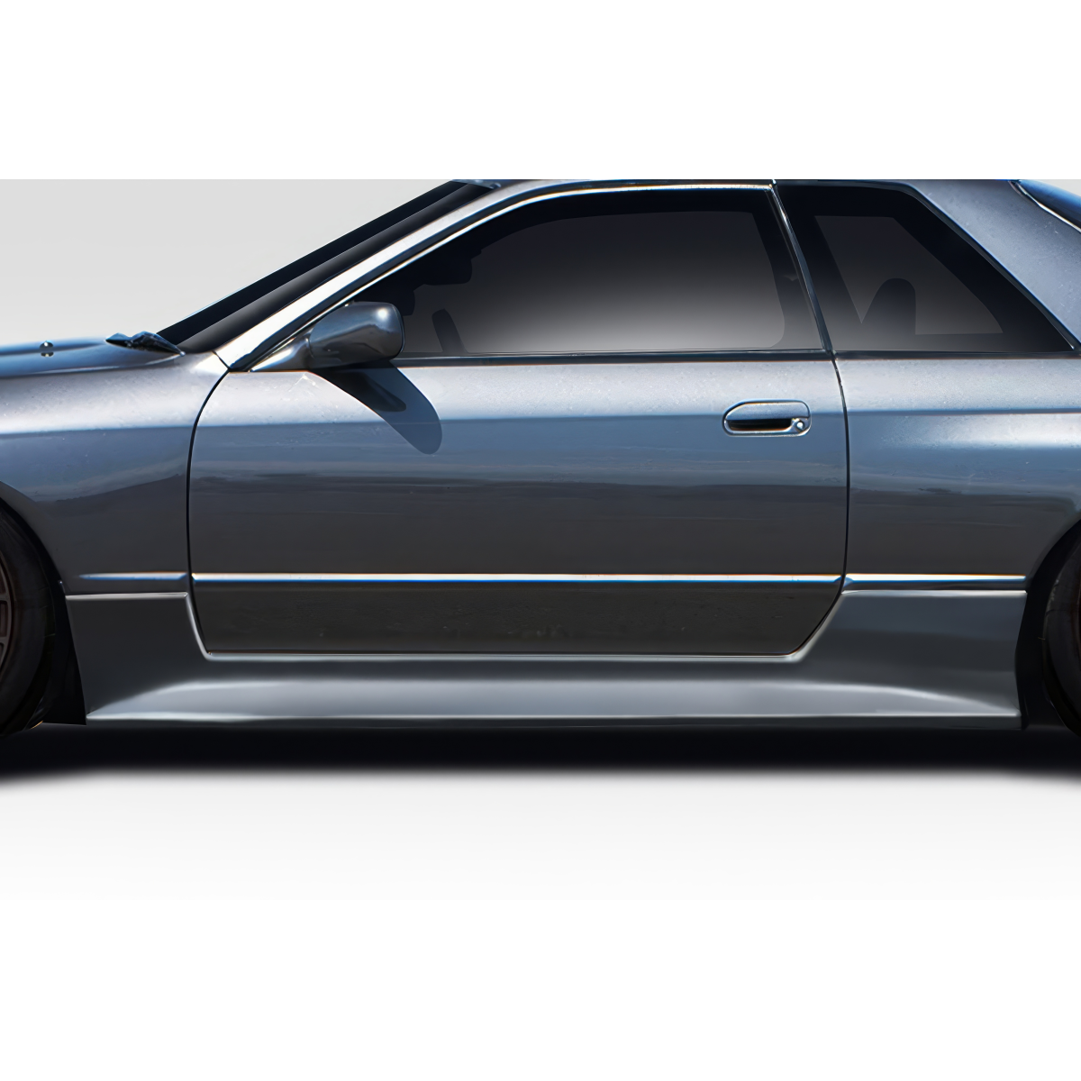 Modify your Nissan Skyline 1989 with our Exterior/Side Skirts - Side view of vehicle part at a straight angle