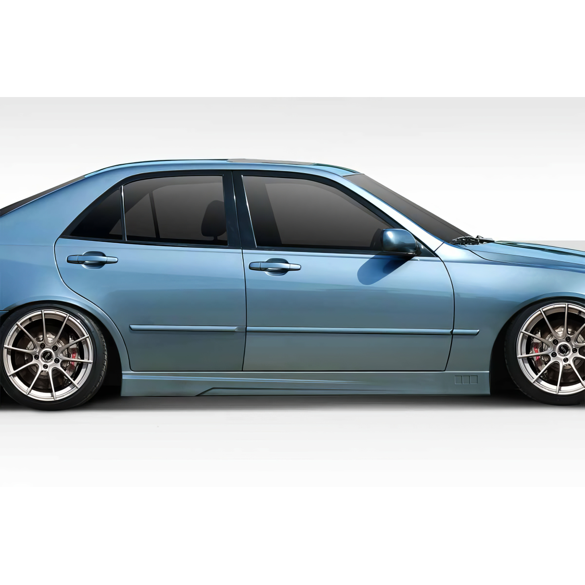 Modify your Lexus IS Series 2000 with our Exterior/Side Skirts - Side view of car with lowered stance and wheels