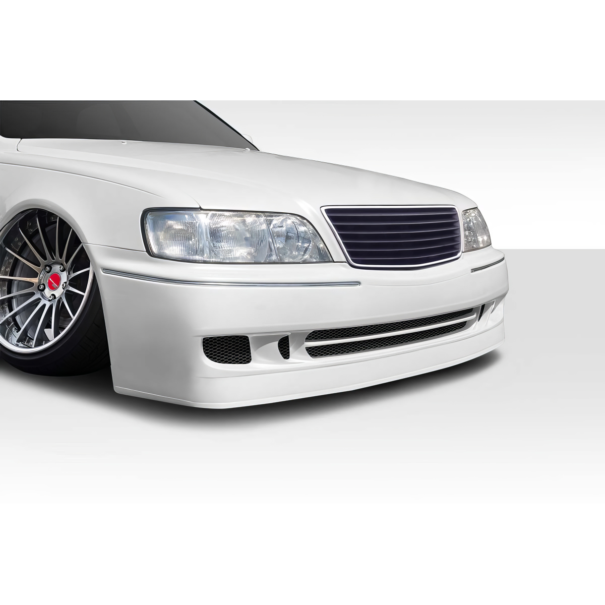 Modify your Infiniti J 1997 with our Exterior/Front Bumpers or Lips - Front angled view of the bumper design