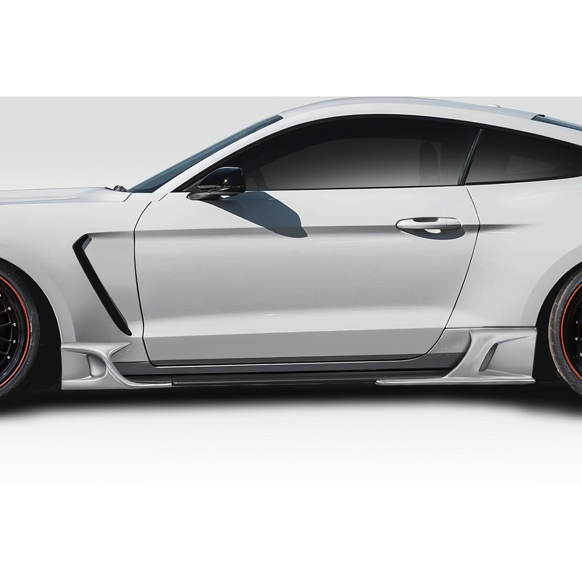 Modify your Ford Mustang 2015 with our Exterior/Side Skirts - Side view showing lower body profile angle
