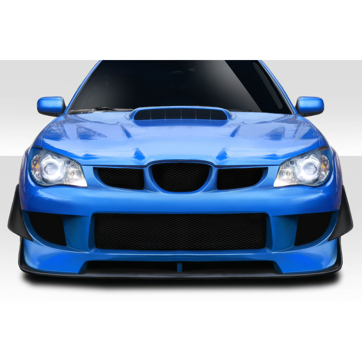 Modify your Subaru Impreza 2006 with our Exterior/Front Bumpers - Front view of a blue Subaru Impreza WRX STI