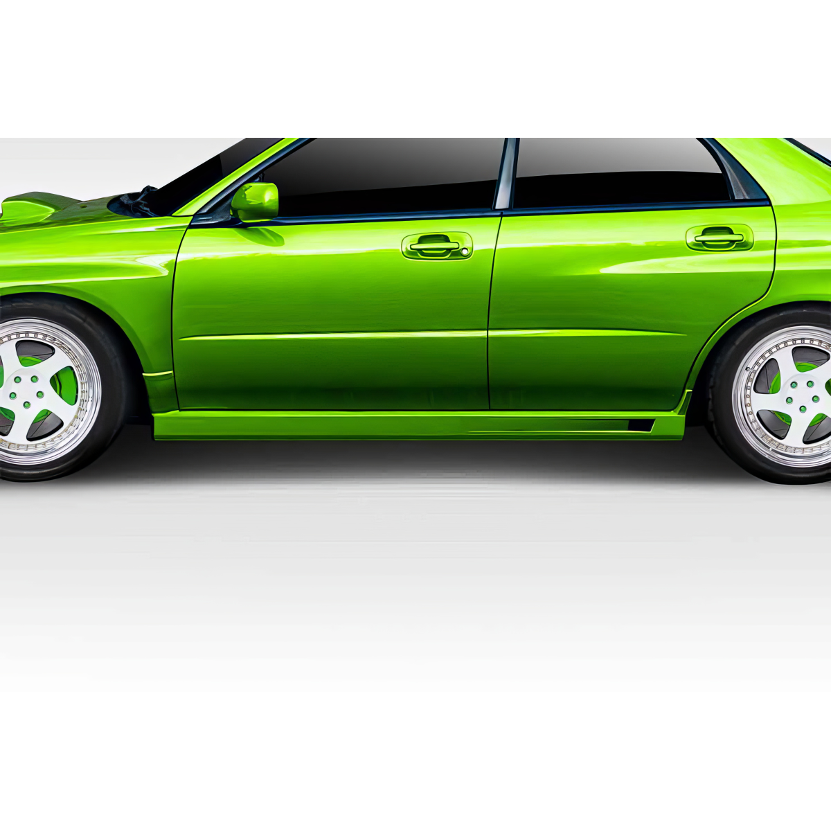 Modify your Subaru Impreza 2002 with our Exterior/Side Skirts - Side view of the car at a straight angle