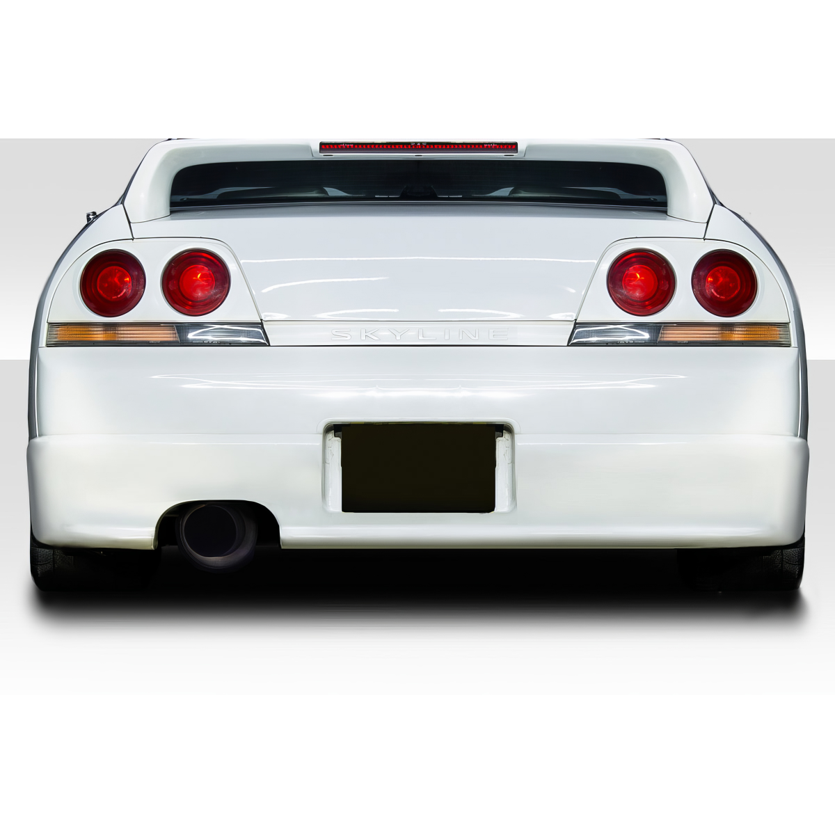 Modify your Nissan Skyline 1995 with our Exterior/Rear Bumpers or Lips - View from the rear straight on at eye level