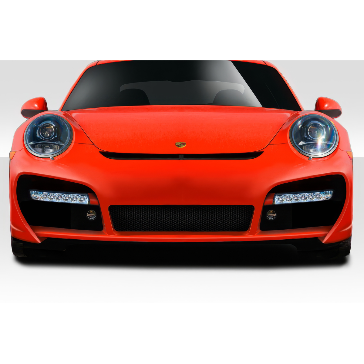 Modify your Porsche 911 2005 with our Exterior/Front Bumpers or Lips - Front view of the vehicle from a straight angle