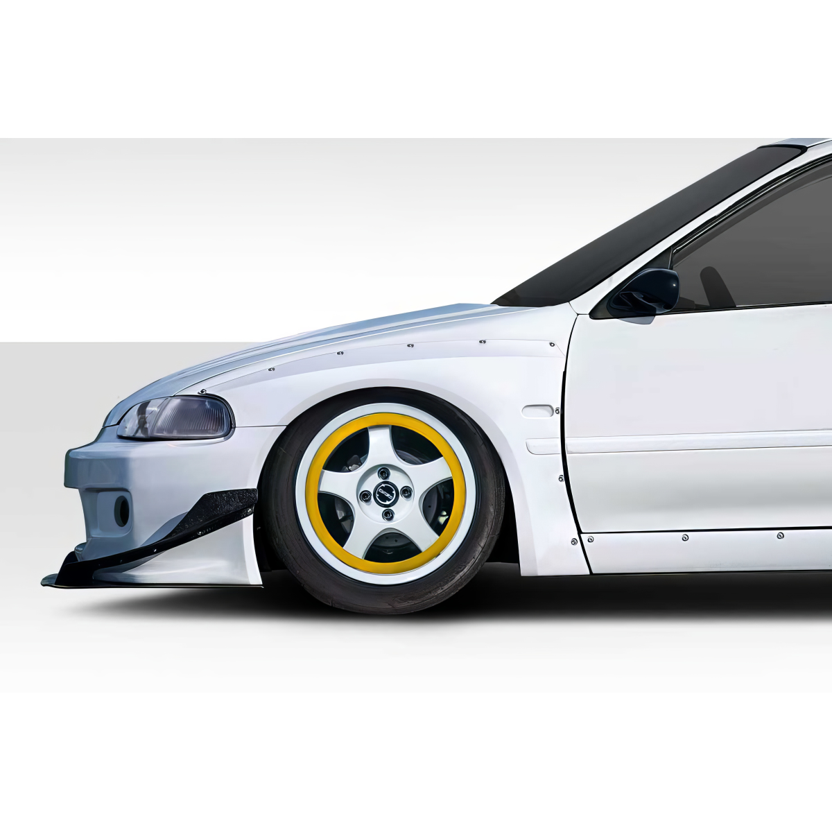 Modify your Honda Civic 1992 with our Exterior/Fenders - Side view showcasing fender and wheel details