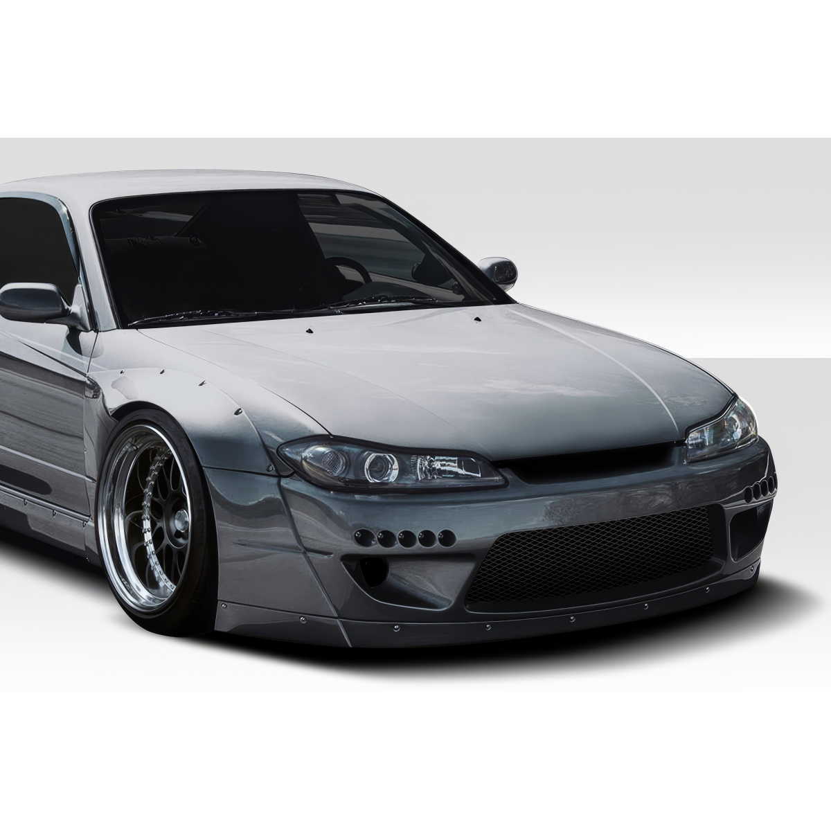 Modify your Nissan Silvia 1999 with our Exterior/Front Bumpers or Lips - Front angle view of the Nissan Silvia S15 body kit