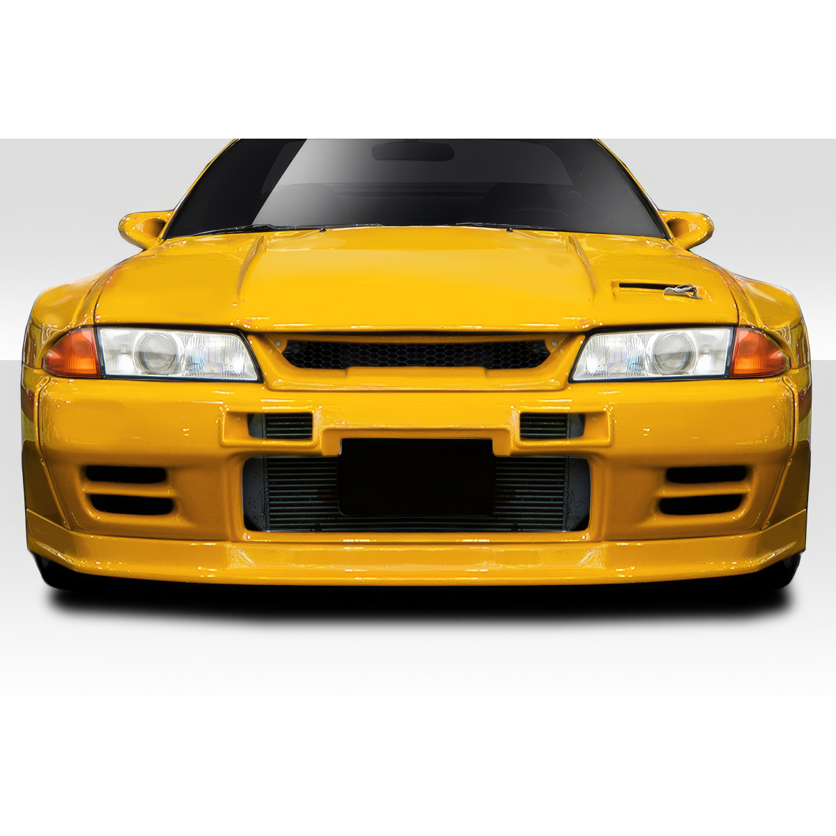 Modify your Nissan Skyline 1989 with our Exterior/Front Bumpers or Lips - Front view directly facing the vehicle