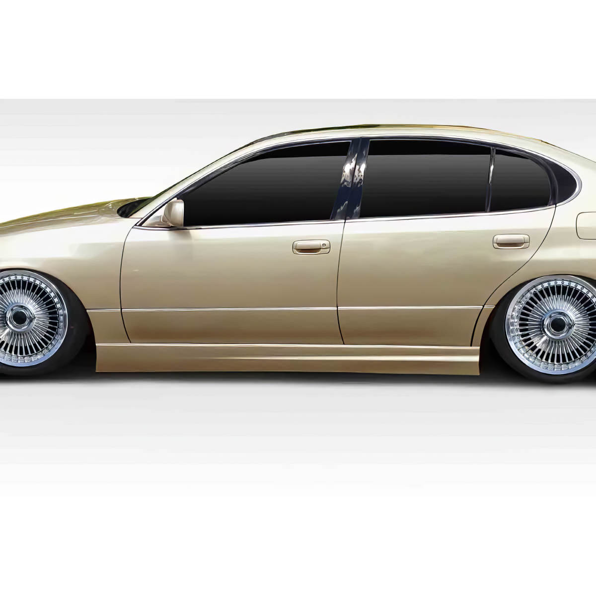 Modify your Lexus GS300 1998 with our Exterior/Side Skirts - Side angle view of a lowered car with side skirts