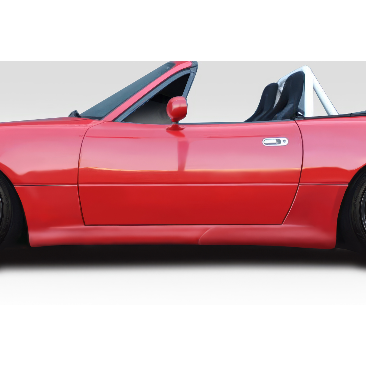 Modify your Mazda Miata 1990 with our Exterior/Side Skirts - Side view of car showing side skirts at 90 degrees