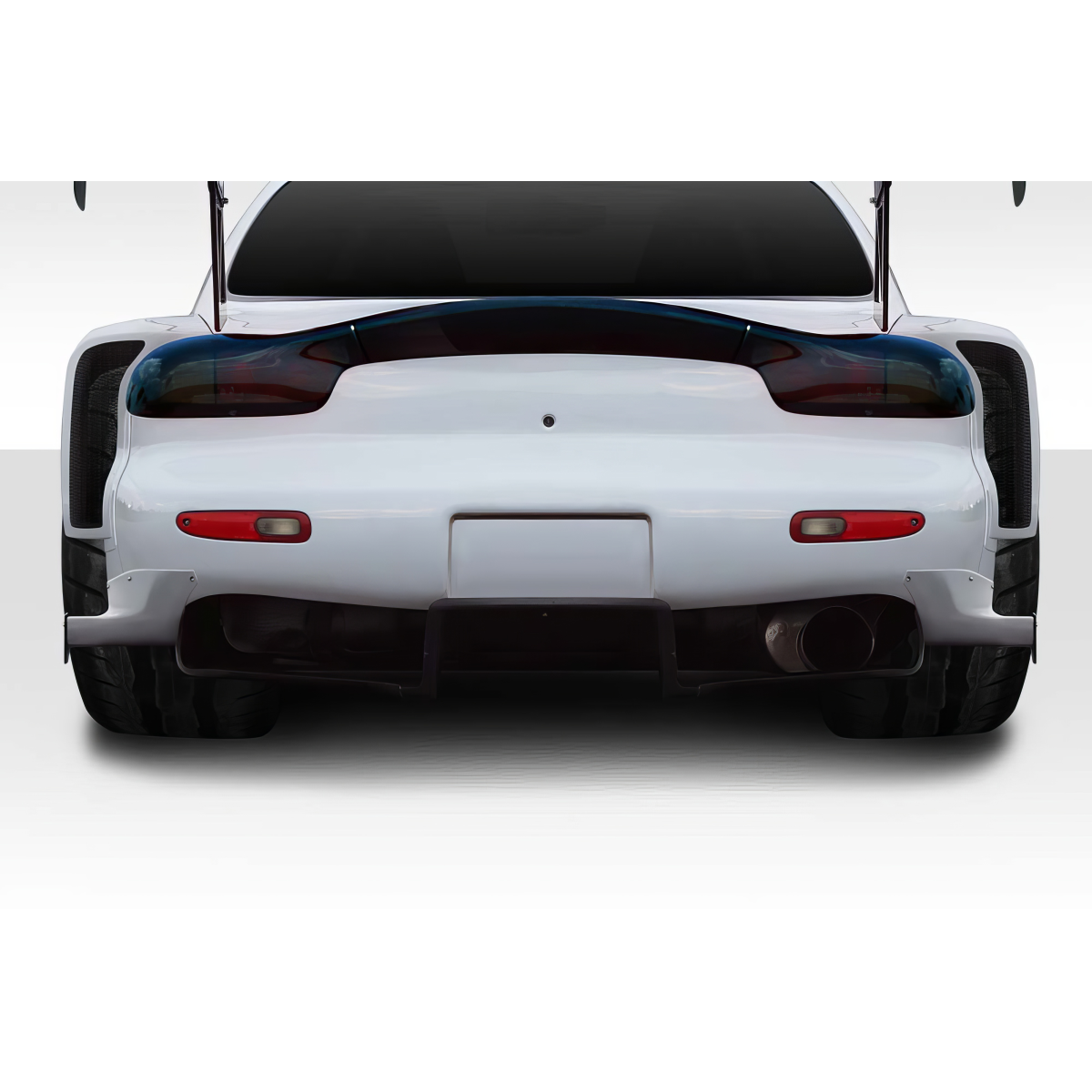 Modify your Mazda RX-7 1993 with our Exterior/Rear Bumpers or Lips - Rear view of the vehicle from a straight angle