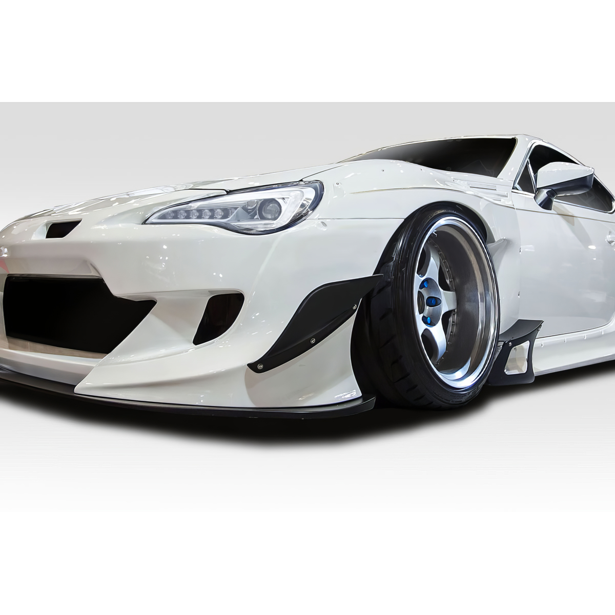 Modify your Subaru BRZ 2013 with our Exterior/Front Bumpers or Lips - Front angle view of aftermarket bumper canards