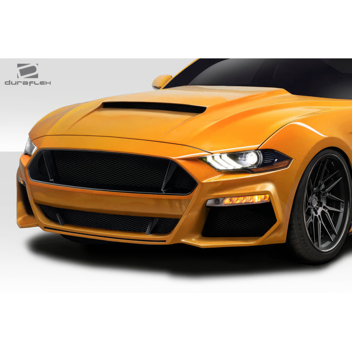 Modify your Ford Mustang 2018 with our Exterior/Front Bumpers or Lips - Front corner angle view of a Ford Mustang bumper