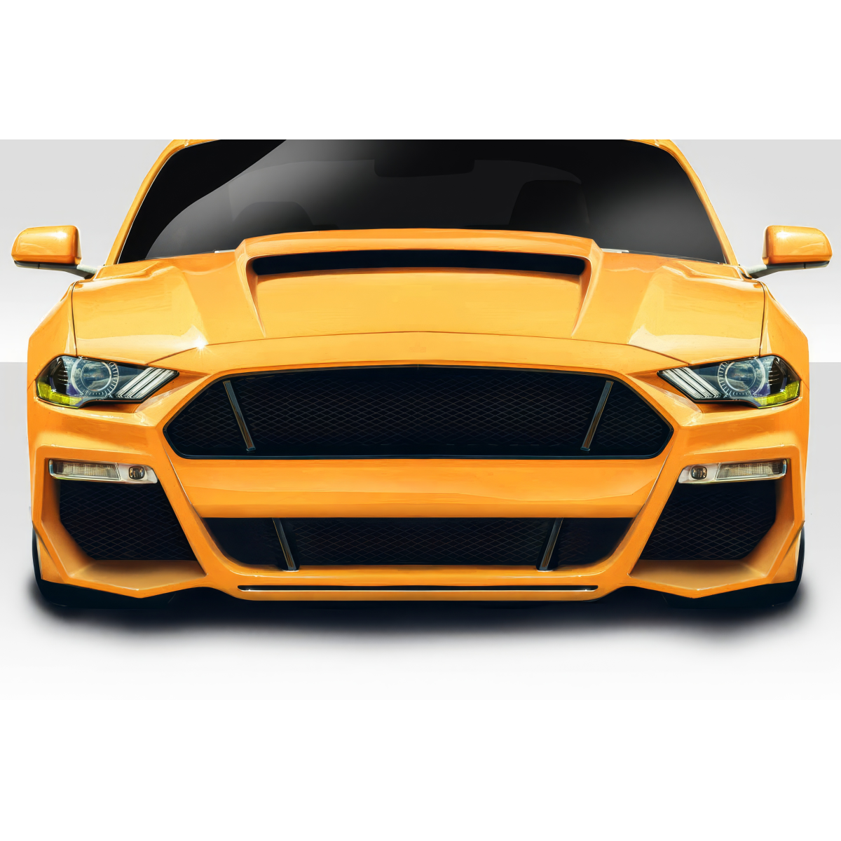 Modify your Ford Mustang 2018 with our Exterior/Complete Body Kits - Front view of a sporty yellow bumper