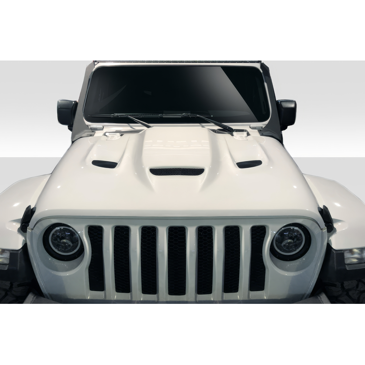 Modify your Jeep Gladiator 2019 with our Exterior/Hoods - Front view of hood at a direct angle