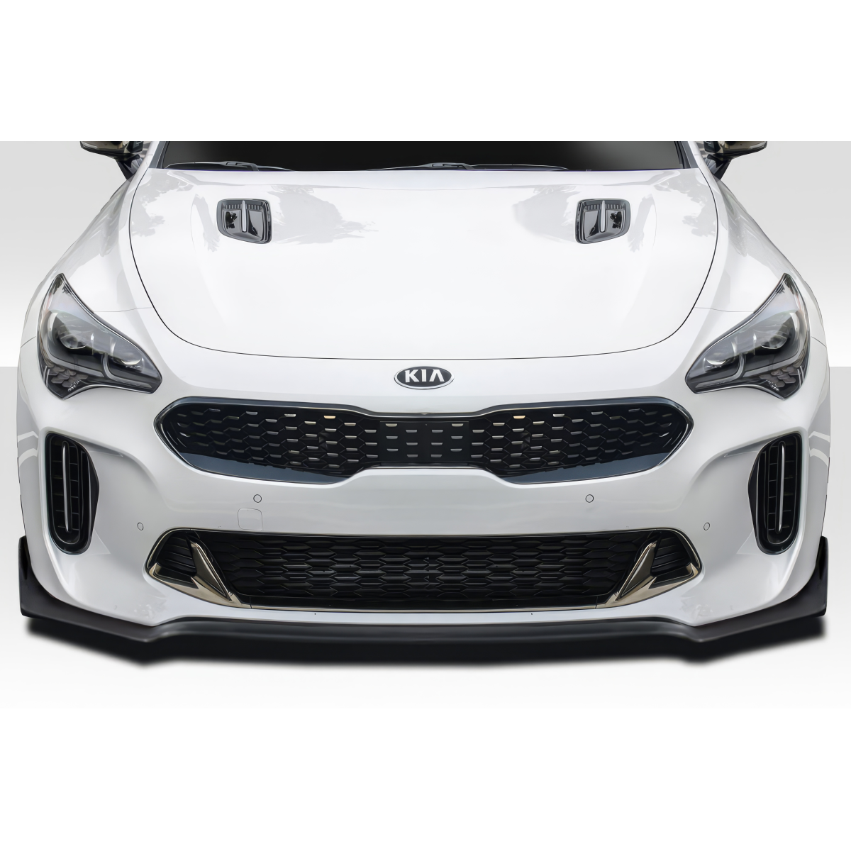 Modify your KIA Stinger 2018 with our Exterior/Front Bumpers or Lips - Front view of the vehicle at eye level angle