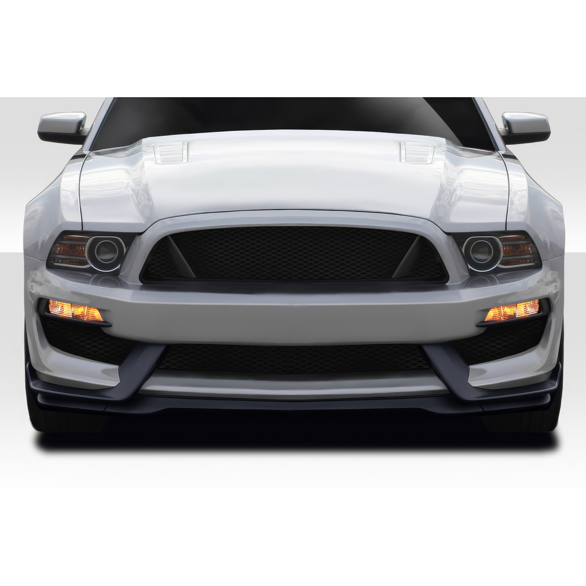 Modify your Ford Mustang 2013 with our Exterior/Front Bumpers or Lips - Front view of the vehicle from the ground level