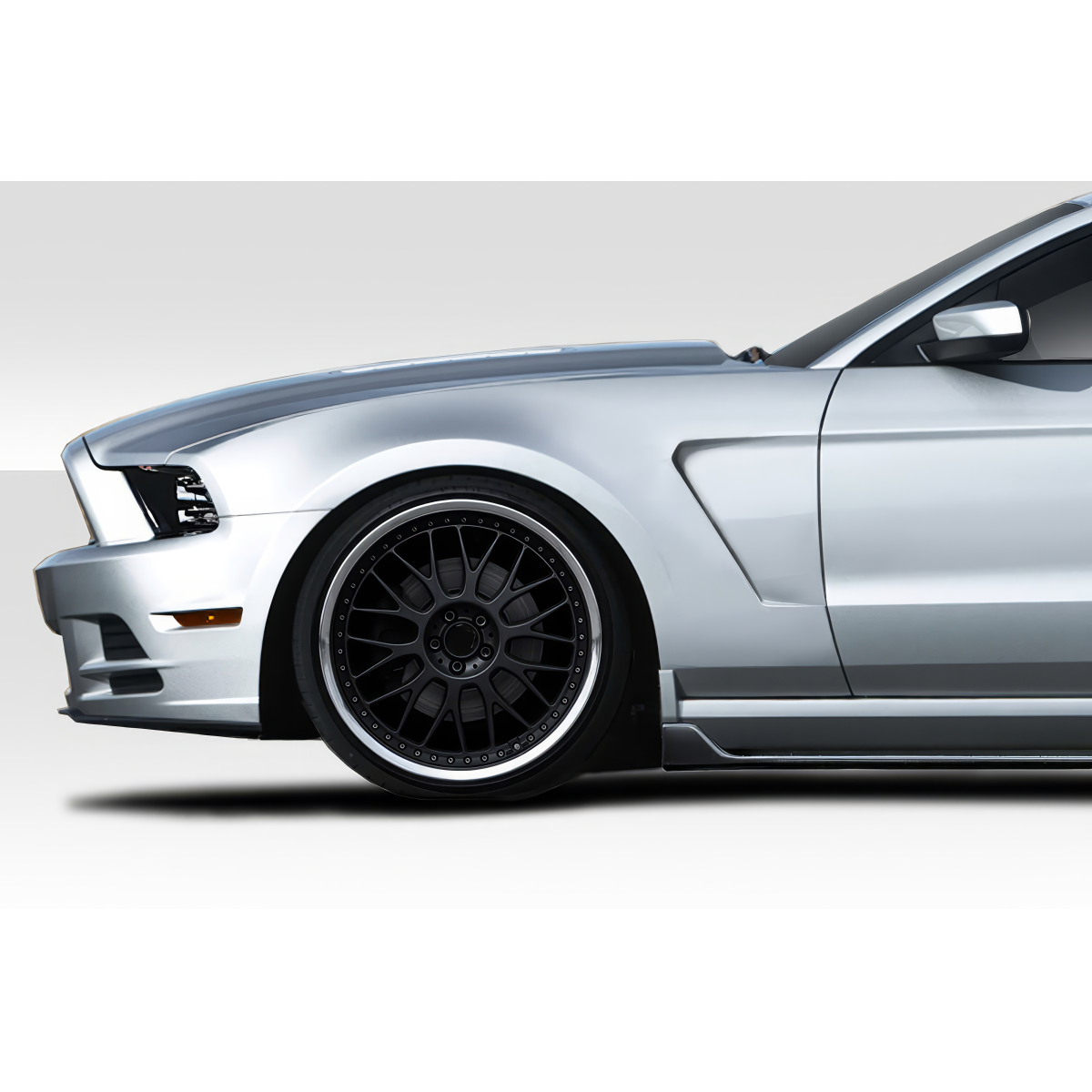 Modify your Ford Mustang 2010 with our Exterior/Fenders - Side angle view of a Ford Mustang fender