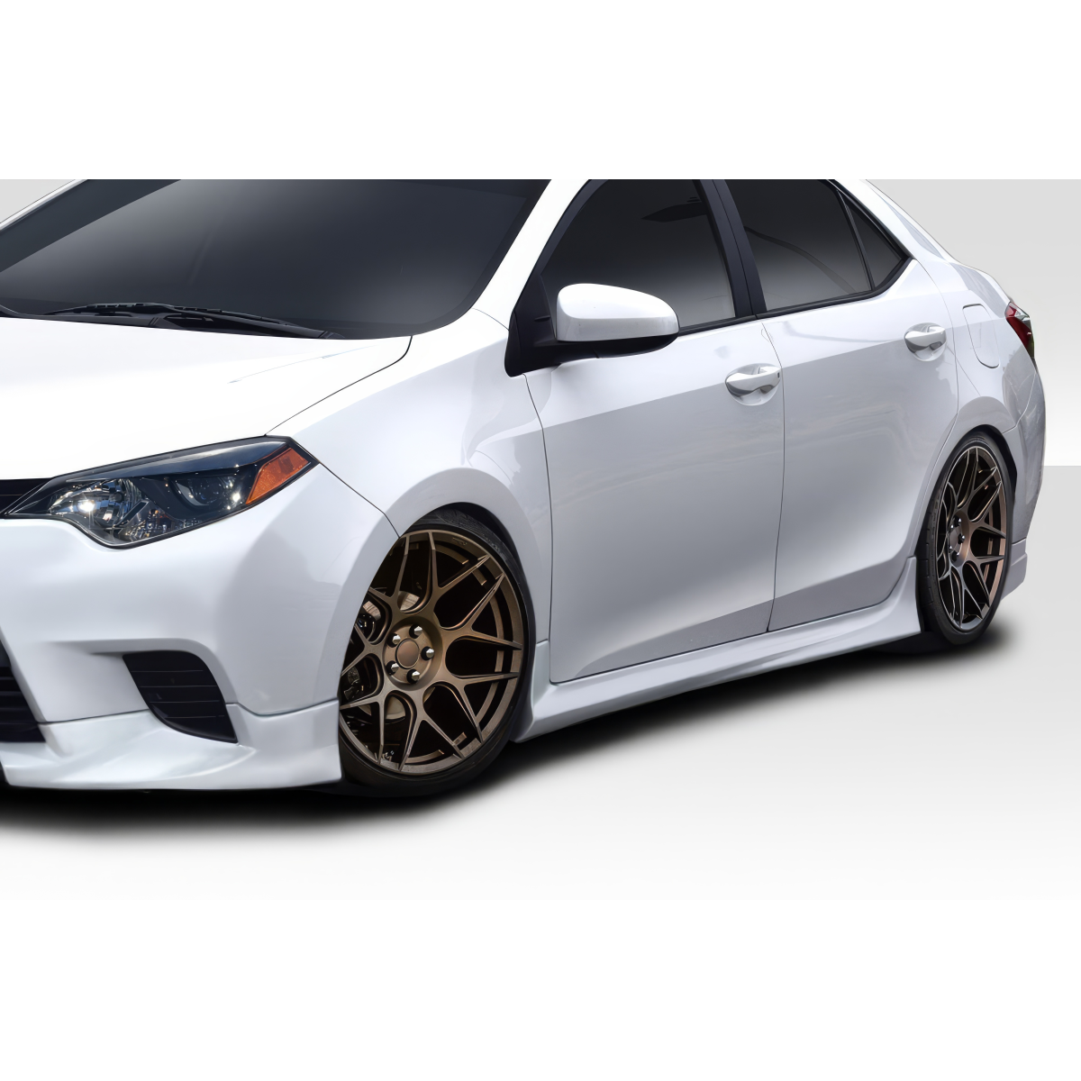 Modify your Toyota Corolla 2014 with our Exterior/Side Skirts - Image shows a car at a low angle view