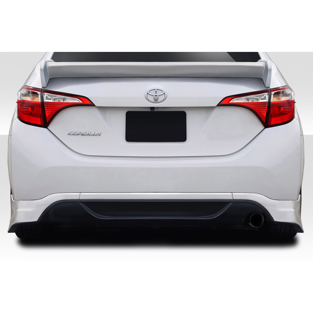 Modify your Toyota Corolla 2014 with our Exterior/Rear Bumpers or Lips - Rear view angle showing the bumper lip design