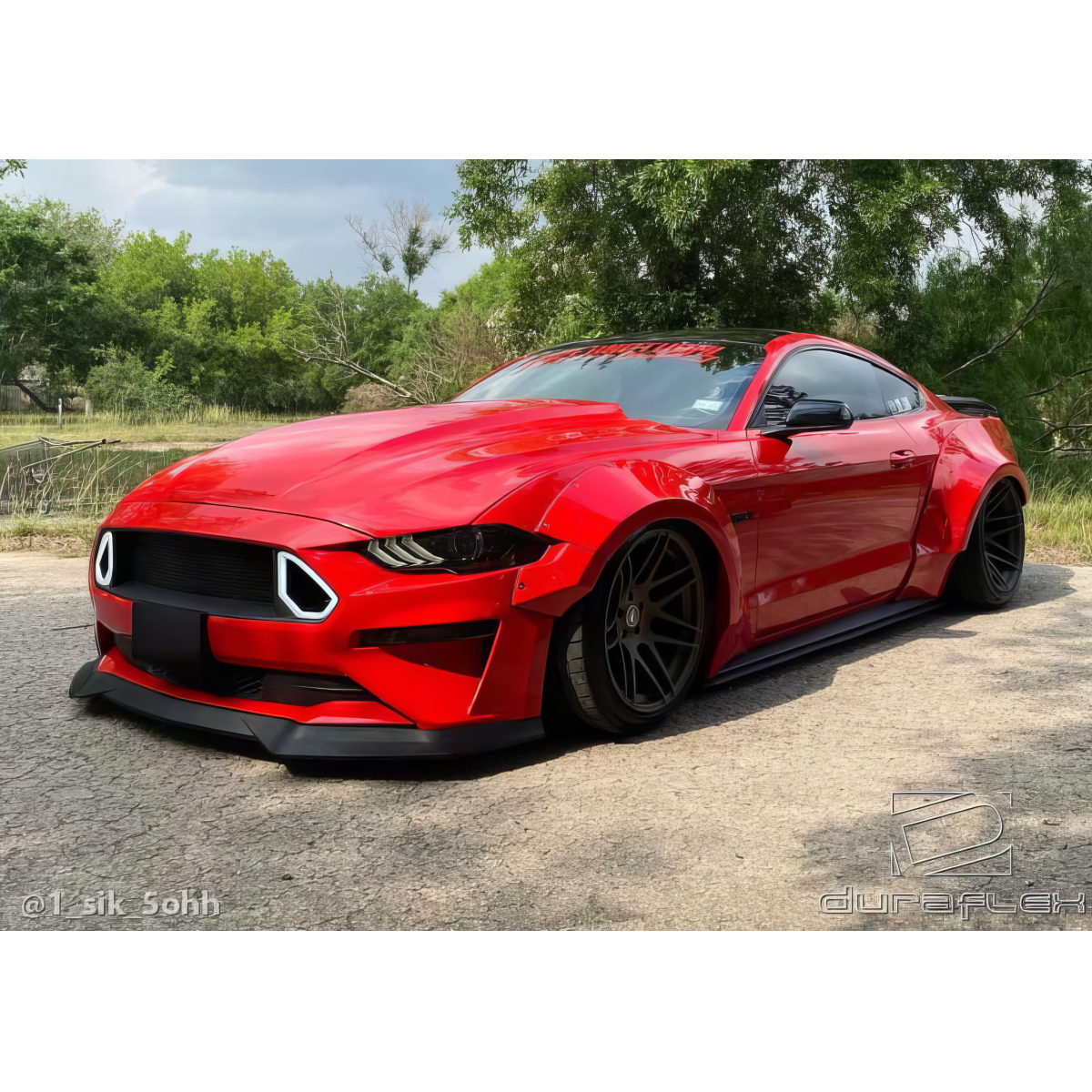 Modify your Ford Mustang 2018 with our Exterior/Complete Body Kits - The image is at a low angle showing the car's side