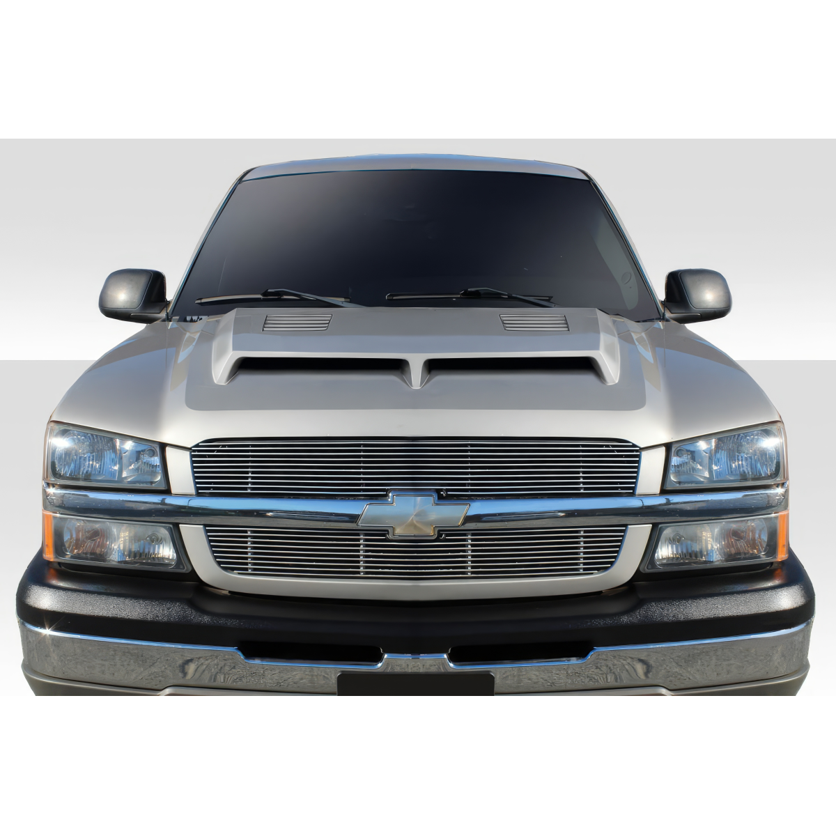 Modify your Chevrolet Avalanche 2002 with our Exterior/Hoods - Front view of vehicle part at zero degrees