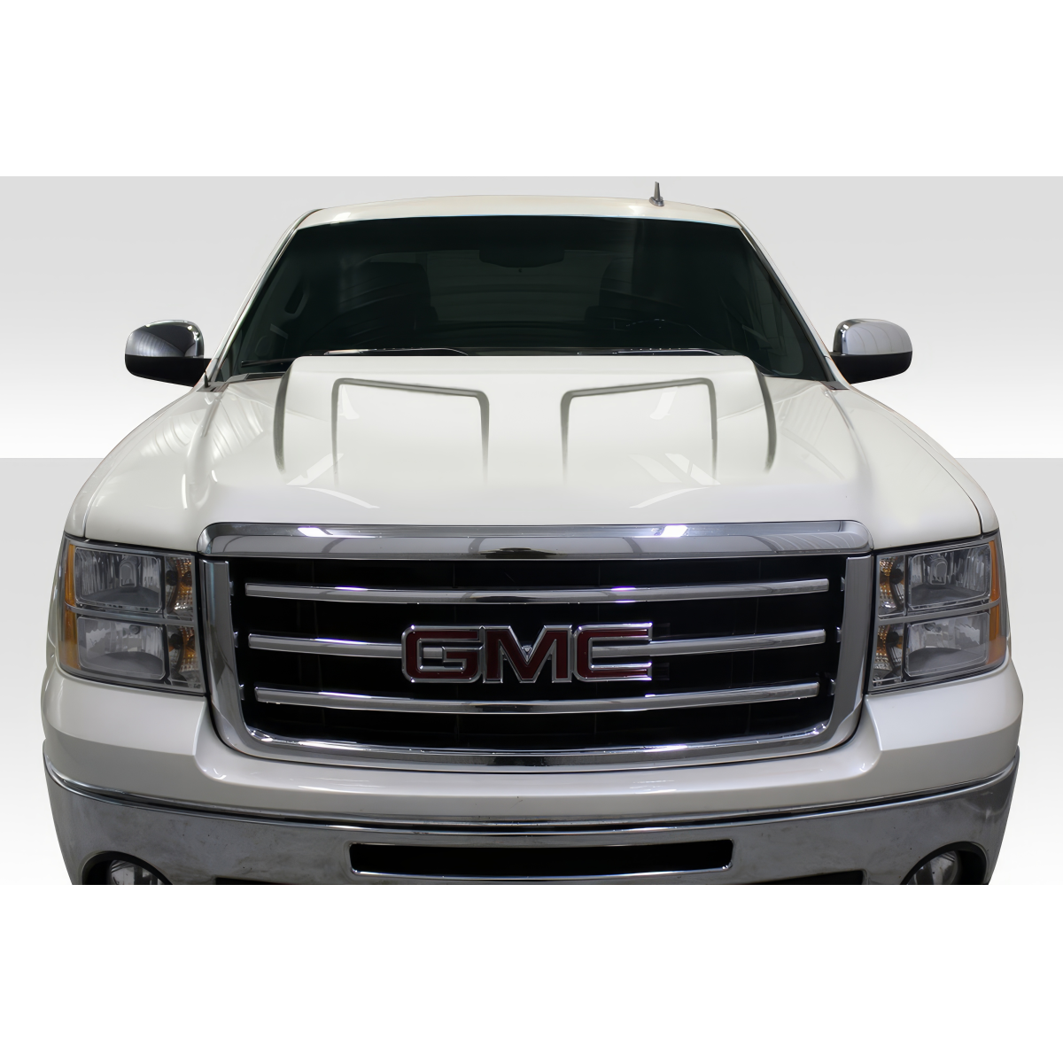 Modify your GMC Sierra 2007 with our Exterior/Hoods - Front view of a hood at zero degrees angle