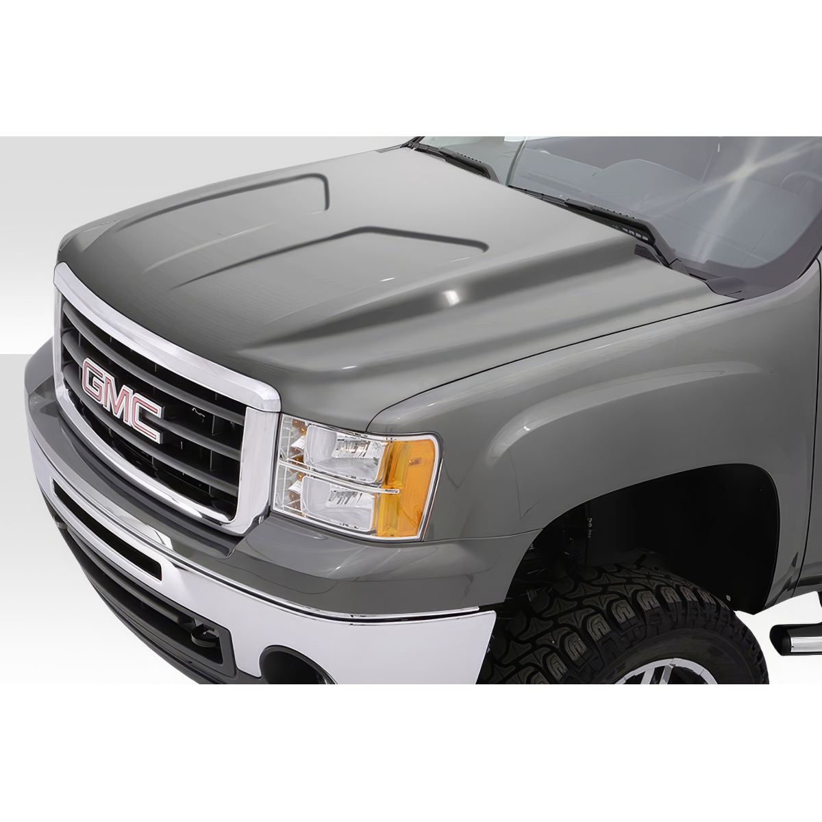 Modify your GMC Sierra 2007 with our Exterior/Hoods - Image shows front angle of GMC Sierra hood