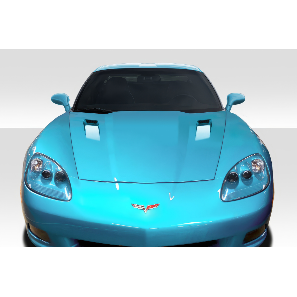 Modify your Chevrolet Corvette 2005 with our Exterior/Hoods - Frontal view of a car at eye level