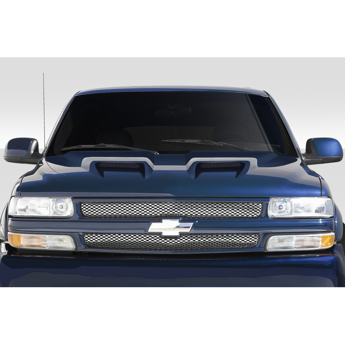 Modify your Chevrolet Silverado 1999 with our Exterior/Hoods - Front view of the Chevrolet Silverado hood