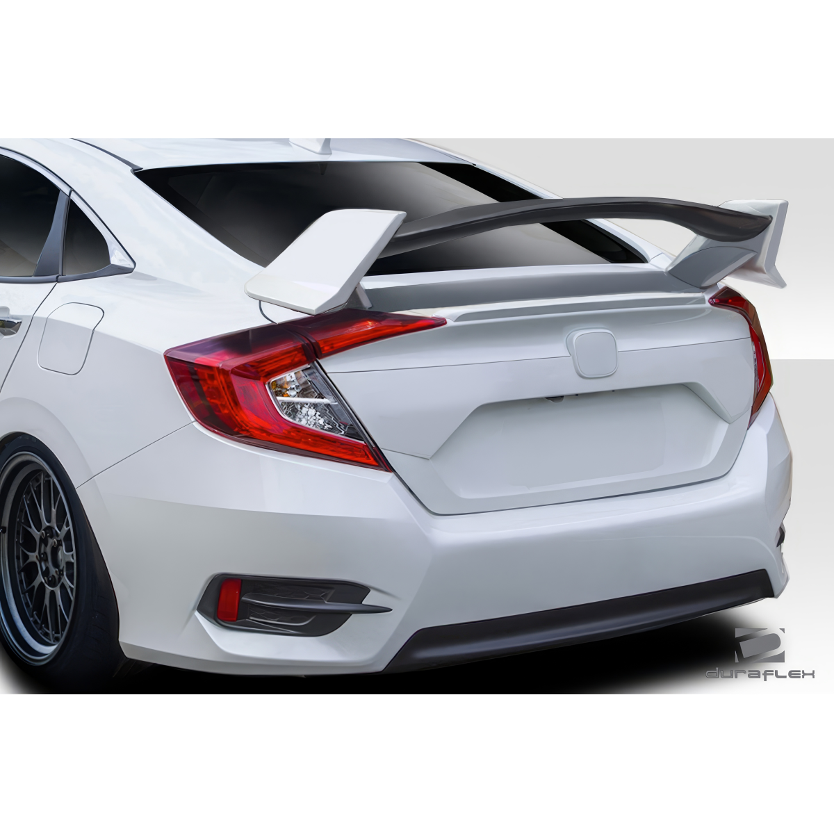 Modify your Honda Civic 2016 with our Exterior/Wings - Rear angle view showcasing the rear wing spoiler