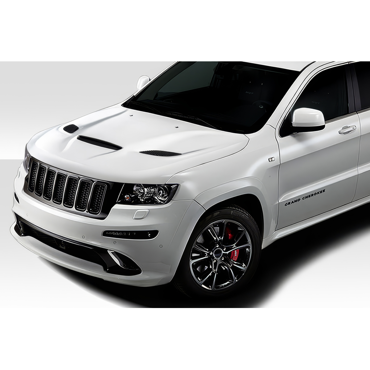 Modify your Jeep Cherokee 2011 with our Exterior/Hoods - Front three quarter angle view of jeep hood