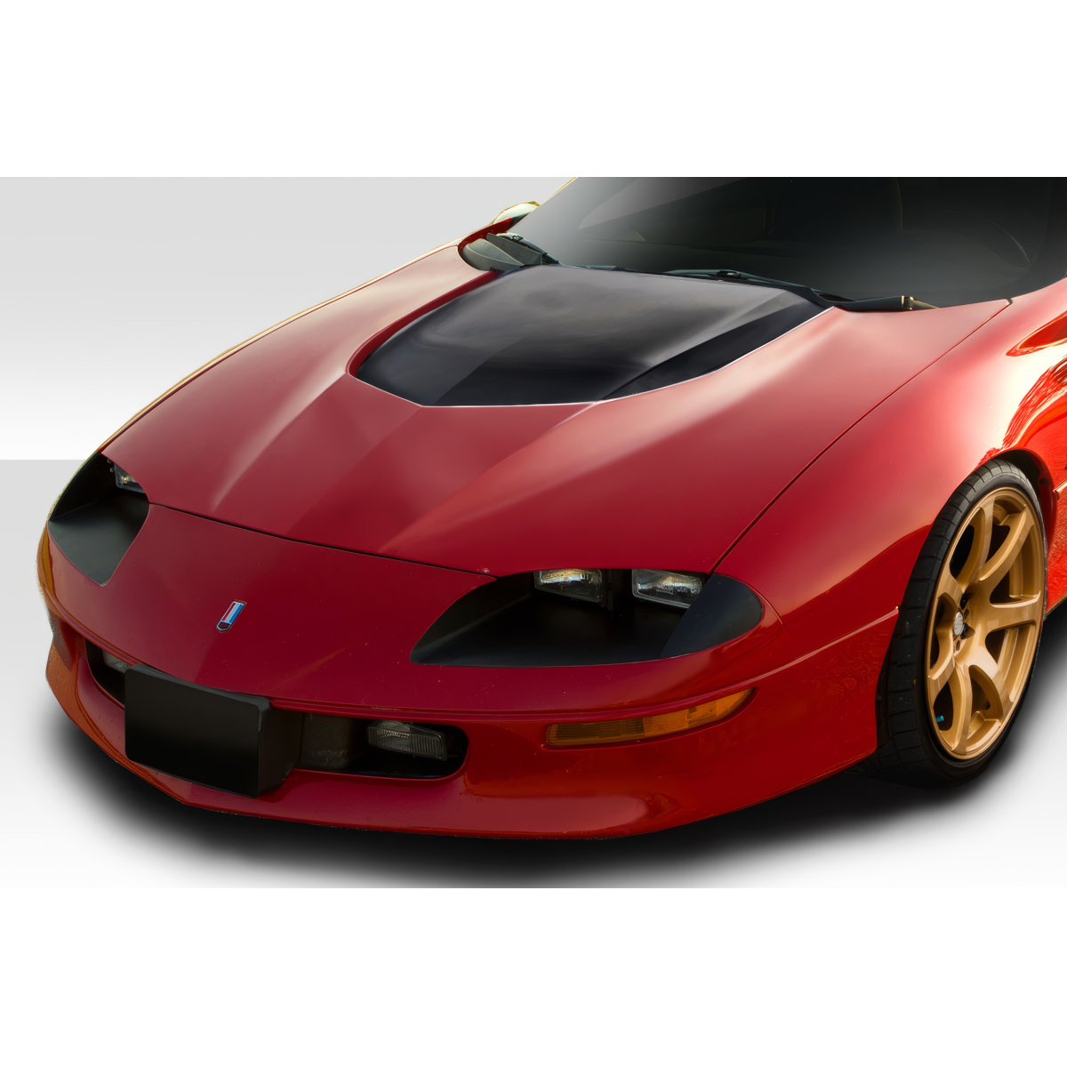 Modify your Chevrolet Camaro 1993 with our Exterior/Hoods - View from a slightly elevated front angle