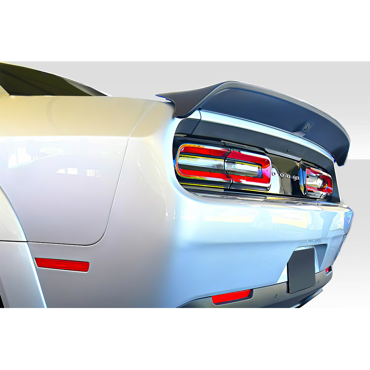 Modify your Dodge Challenger 2008 with our Exterior/Wings - Rear angle view of the Dodge Challenger spoiler