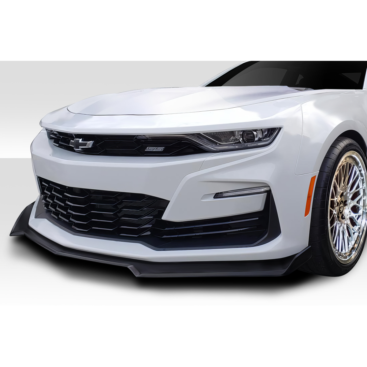 Modify your Chevrolet Camaro 2019 with our Exterior/Front Bumpers or Lips - Front angle view of Chevrolet Camaro with front lip