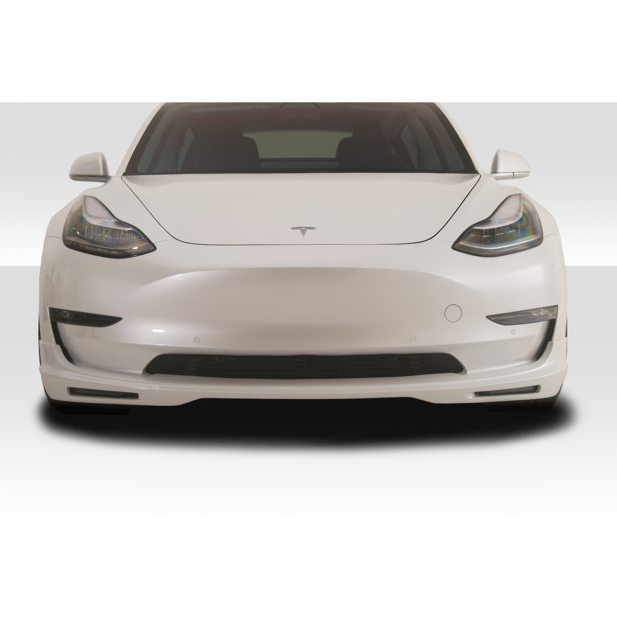 Modify your Tesla 3 2018 with our Exterior/Complete Body Kits - Front view of a Tesla Model 3 at eye level