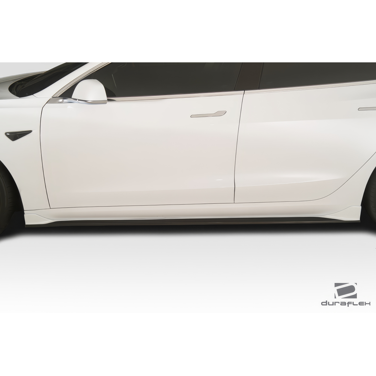 Modify your Tesla 3 2018 with our Exterior/Side Skirts - Side view of a vehicle part at a straight angle