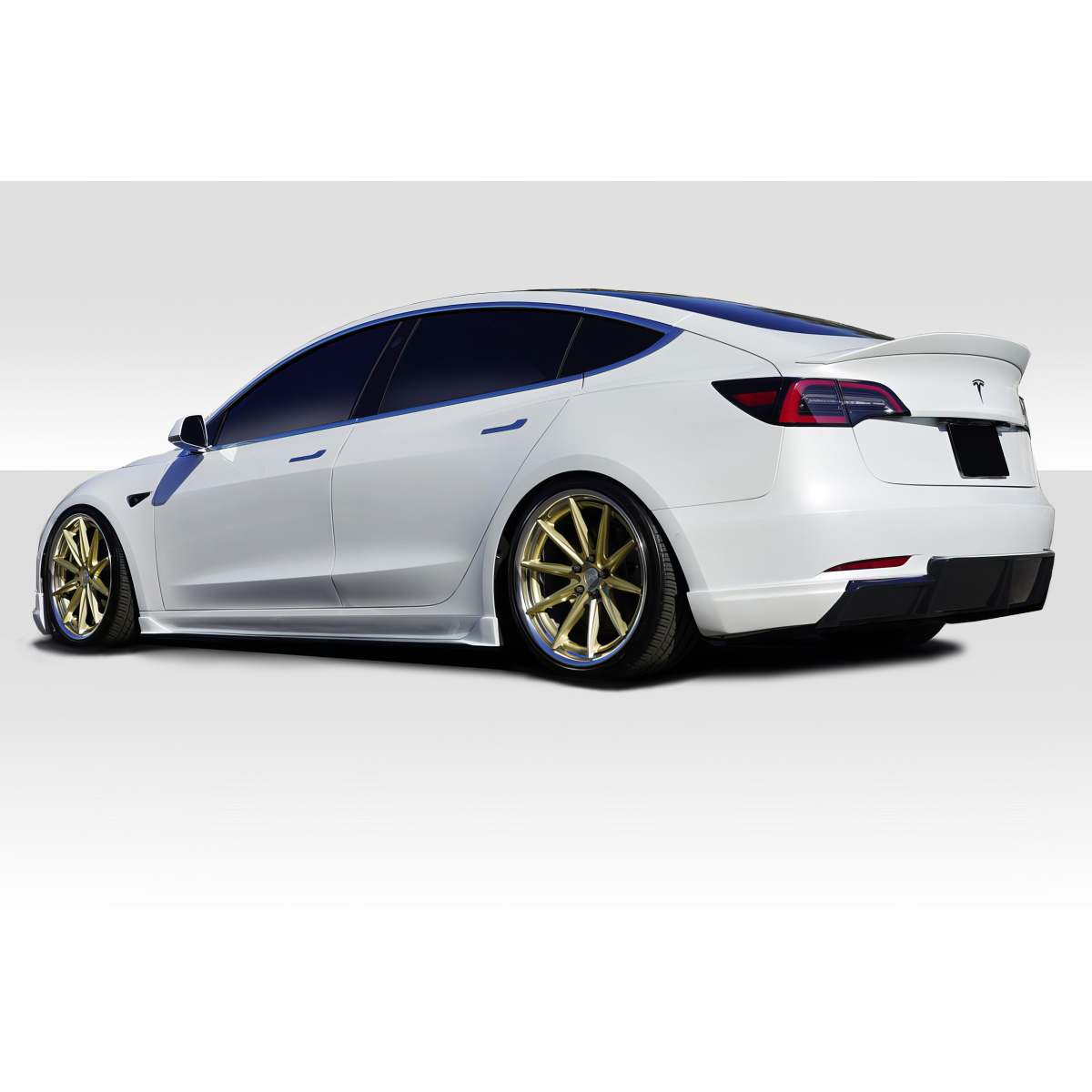 Modify your Tesla 3 2018 with our Exterior/Complete Body Kits - Side angle view of the Tesla Model 3