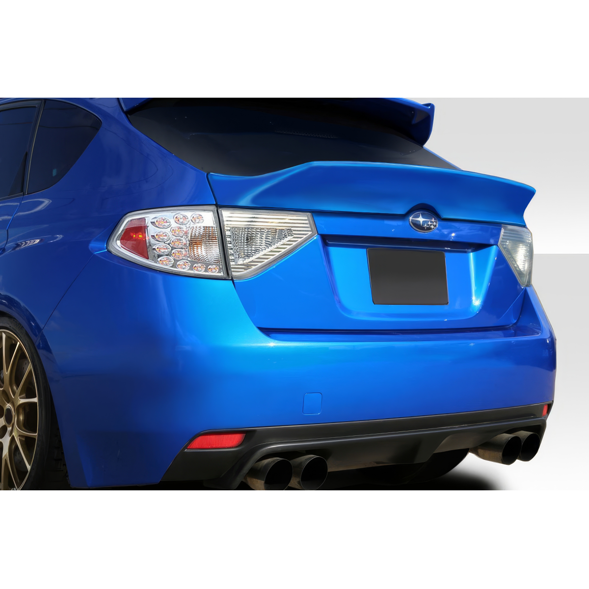 Modify your Subaru Impreza 2008 with our Exterior/Wings - Rear view at a slight angle from the side