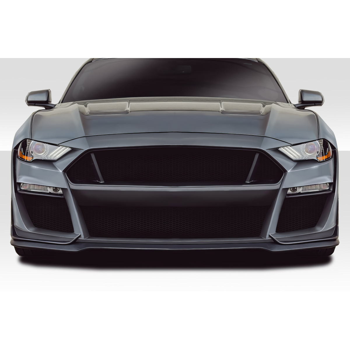 Modify your Ford Mustang 2018 with our Exterior/Front Bumpers or Lips - Front view of vehicle at eye level angle