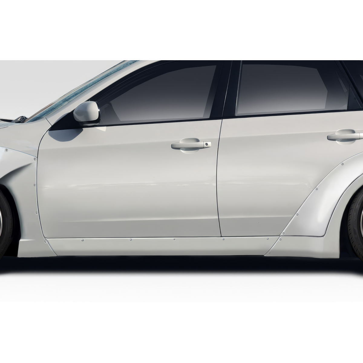 Modify your Subaru Impreza 2008 with our Exterior/Side Skirts - Side view of vehicle part appears straight