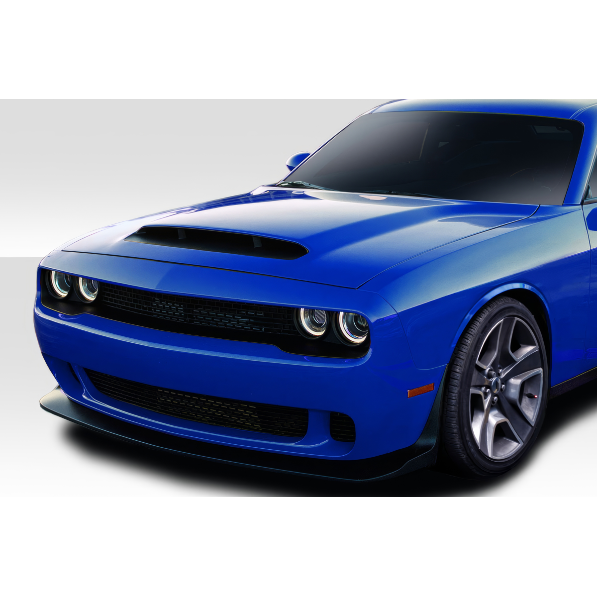 Modify your Dodge Challenger 2008 with our Exterior/Hoods - Front angle view of the hood and grill area