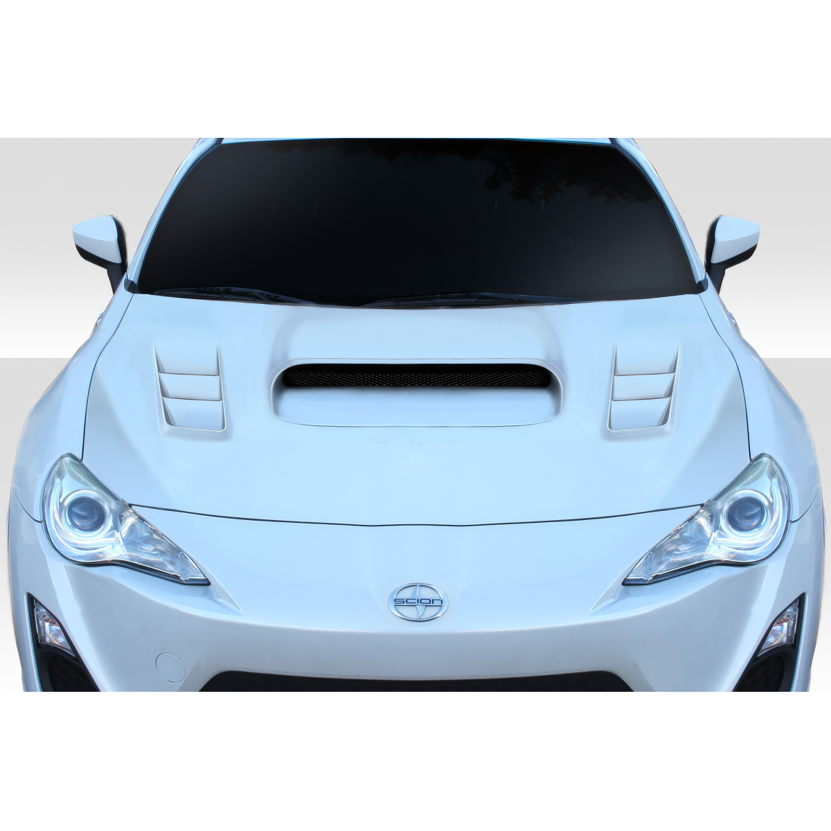 Modify your Subaru BRZ 2013 with our Exterior/Hoods - Front view of a vehicle hood at eye level