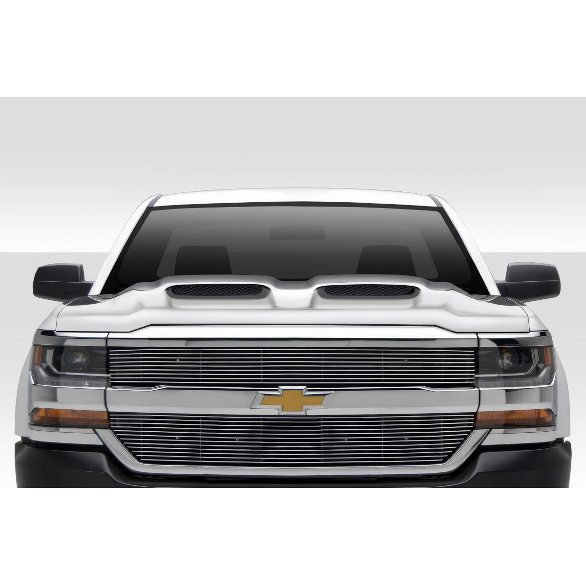 Modify your Chevrolet Silverado 2016 with our Exterior/Hoods - Frontal view of Chevrolet Silverado hood