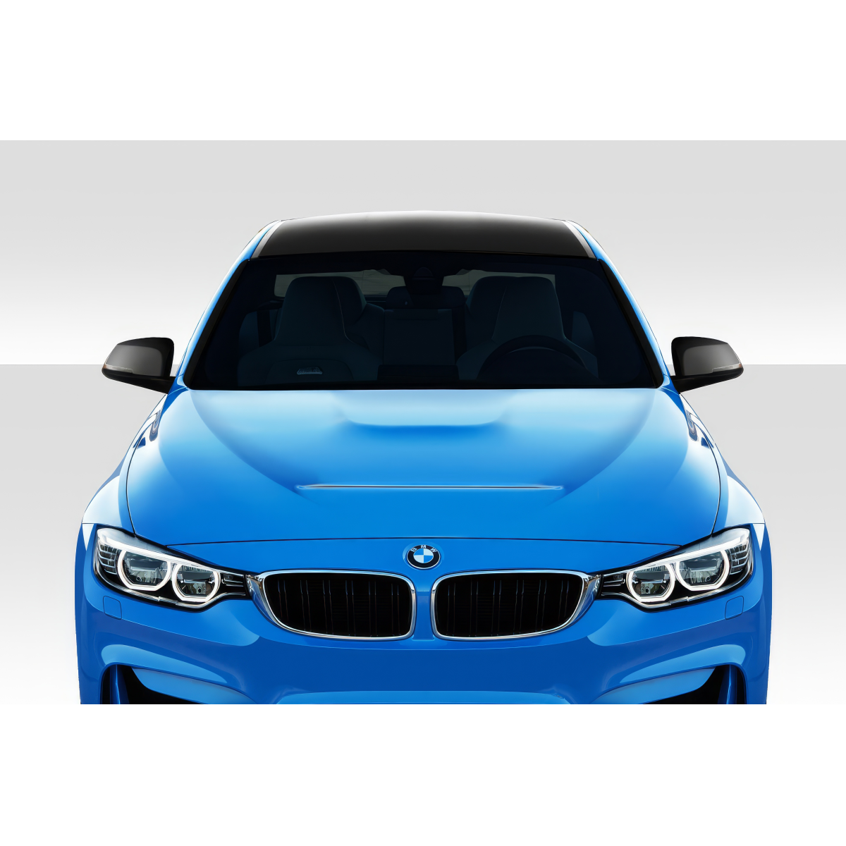 Modify your BMW 3-Series 2012 with our Exterior/Hoods - Front view of the vehicle at head-on angle