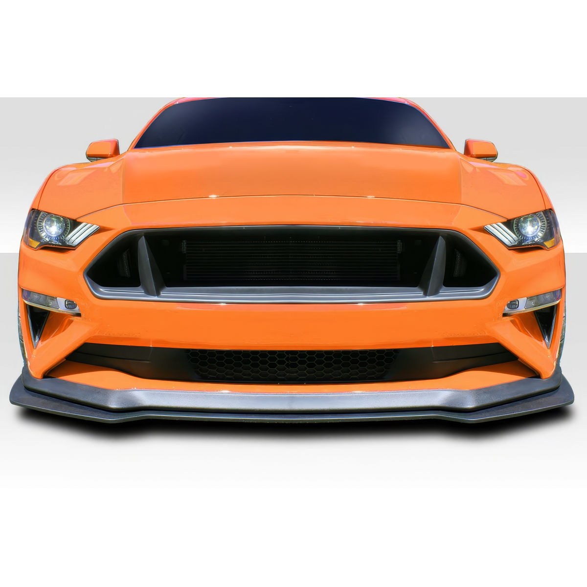 Modify your Ford Mustang 2018 with our Exterior/Front Bumpers or Lips - Front view of a car at zero degrees angle